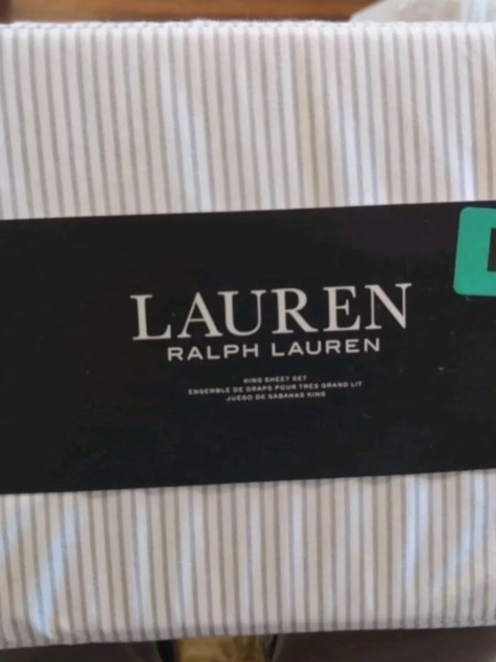 Lauren Ralph Lauren Striped Cotton Sheet Set - King - NEW